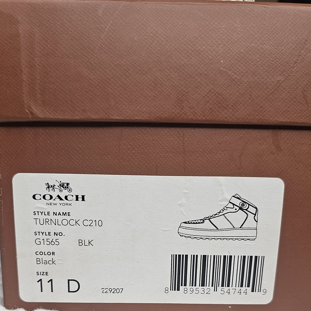 Coach Men’s Black Leather High-Top Sneakers - Picture 8 of 8